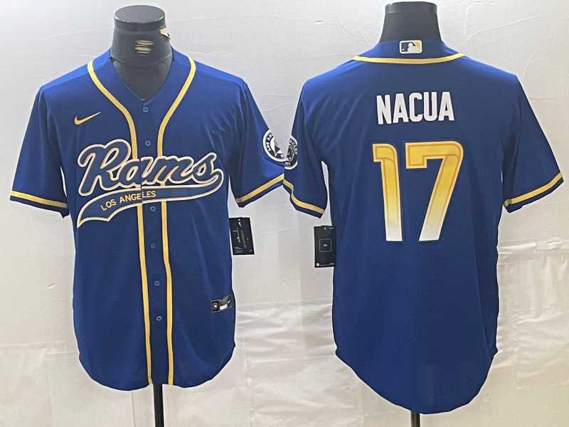 Men's Los Angeles Rams #17 Puka Nacua Royal With Patch Cool Base Stitched Baseball Jersey,We sell and wholesale Men's Los Angeles Rams #17 Puka Nacua Royal With Patch Cool Base Stitched Baseball Jersey on line form chian!